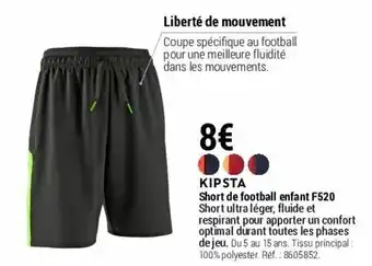 Decathlon Kipsta short de football enfant F520 offre