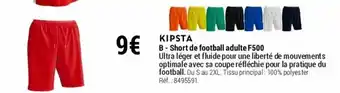 Decathlon Kipsta B - short de football adulte F500 offre