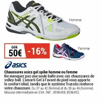 Decathlon Chaussures a sics gel spike homme ou femme offre