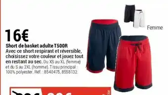 Decathlon Short de basket adulte offre