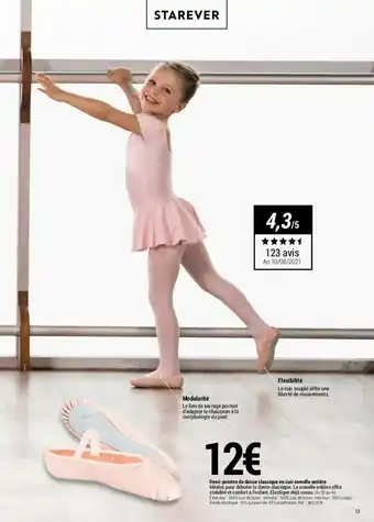 Decathlon Demi-pointes de danse classique en cuir semelle entière offre
