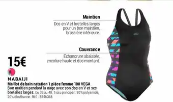 Decathlon Maillot de bain natation 1 pièce femme offre