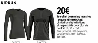 Decathlon Tee-shirt de running manches longues offre