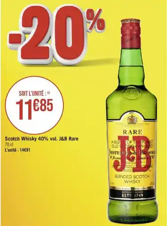Géant Casino Scotch Whisky 40% vol. J&B Rare offre