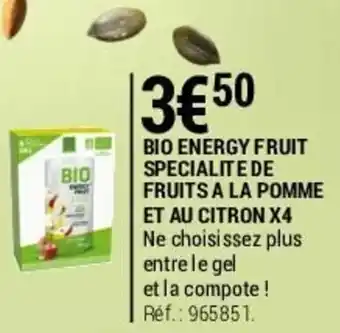 Decathlon Bio energy fruit specialite de fruits a la pomme et au citorn offre