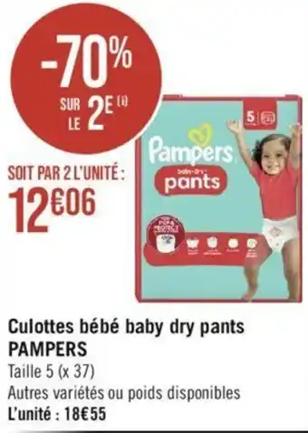 Géant Casino Culottes bébé baby dry pants PAMPERS offre