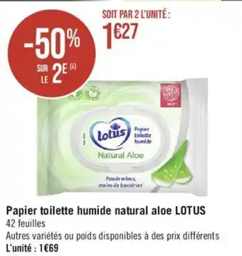 Géant Casino Papier toilette humide natural aloe LOTUS offre