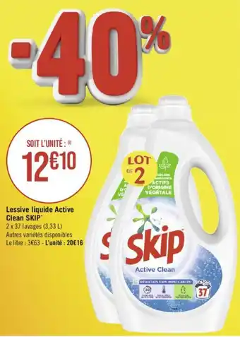 Géant Casino Lessive liquide Active Clean SKIP offre