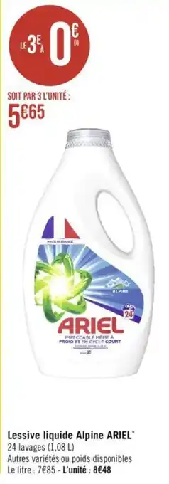 Géant Casino Lessive liquide Alpine ARIEL offre