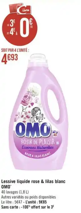 Géant Casino Lessive liquide rose & lilas blanc OMO offre