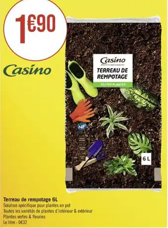Géant Casino Terreau de rempotage 6L offre