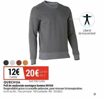 Decathlon Pull de randonnée montagne homme offre