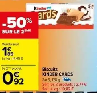 Carrefour Biscuits KINDER CARDS offre