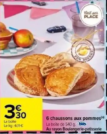 Carrefour 6 chaussons aux pommes offre
