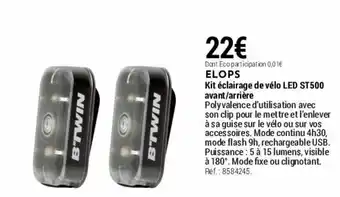 Decathlon Kit Éclairage de Vélo LED ST500 Avant/Arrière offre