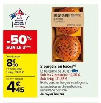 Carrefour 2 burgers au bacon offre