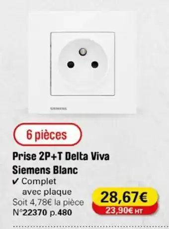 Prise 2P+T Delta Viva Siemens Blanc