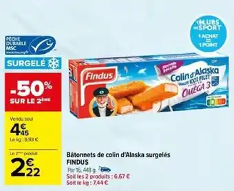 Carrefour Bâtonnets de colin d'Alaska surgelés FINDUS offre