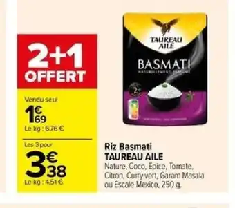 Carrefour Riz Basmati TAUREAU AILE offre