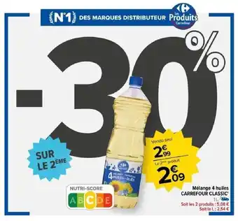 Carrefour Mélange 4 huiles CARREFOUR CLASSIC 1L offre