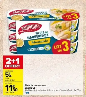 Carrefour Filets de maquereaux SAUPIQUET offre