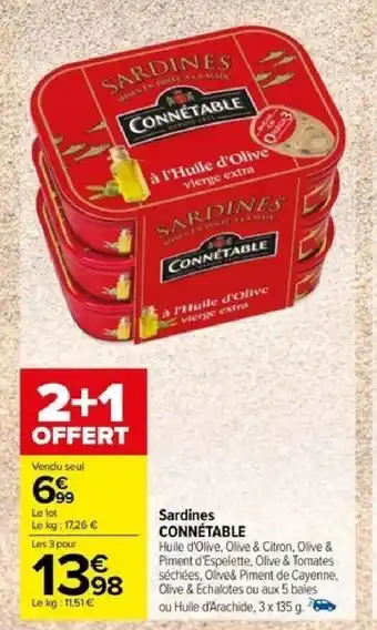 Carrefour Sardines CONNÉTABLE offre