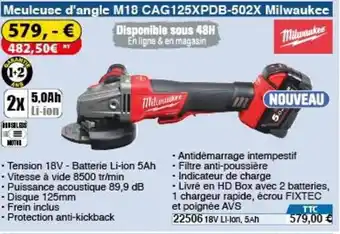 Meuleuse d'Angle M18 CAG125XPDB-502X Milwaukee