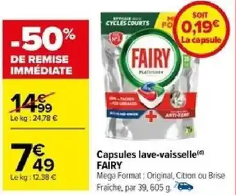 Carrefour Capsules lave-vaisselle(d) FAIRY offre