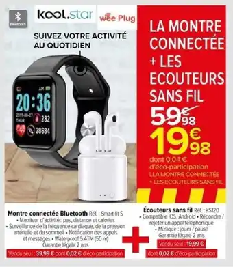 Carrefour Montre connectée Bluetooth offre