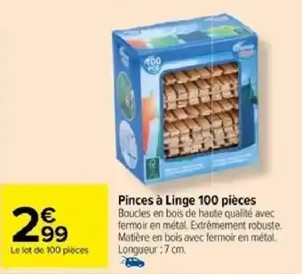 Carrefour Pinces à Linge 100 pièces offre