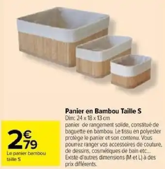 Carrefour Panier en Bambou Taille S offre