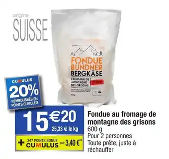 Migros Fondue au fromage de montagne des grisons offre