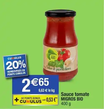 Sauce tomate Migros Bio