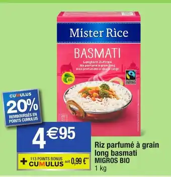 Riz parfumé à grain long basmati Migros Bio