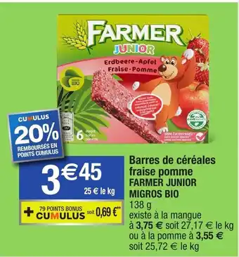 Barres aux céréales fraise pomme
