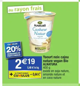 Migros Yaourt Noix Cajou Nature Vegan Bio ALNATURA offre