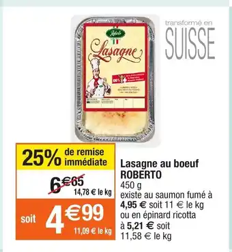 Migros Lasagne Au Boeuf Roberto offre