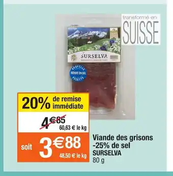 Viande Des Grisons -25% De Sel Surselva