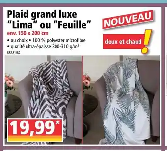 Norma Plaid Grand Luxe "Lima" ou "Feuille" offre