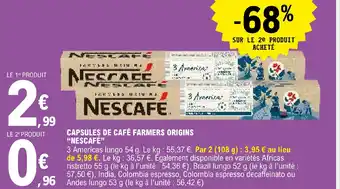 E.Leclerc CAPSULES DE CAFÉ FARMERS ORIGINS "NESCAFÉ" offre