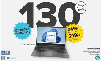Carrefour Ordinateur portable Rét: HP LAPTOP 15S-FQ0075NF CEL offre
