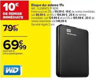 Carrefour Disque dur externe 1To Ref.: ELEMENTS IT NOIR offre