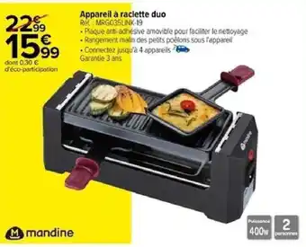 Carrefour Appareil à raclette duo offre