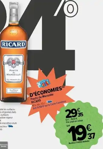 Carrefour Pastis de Marseille RICARD offre