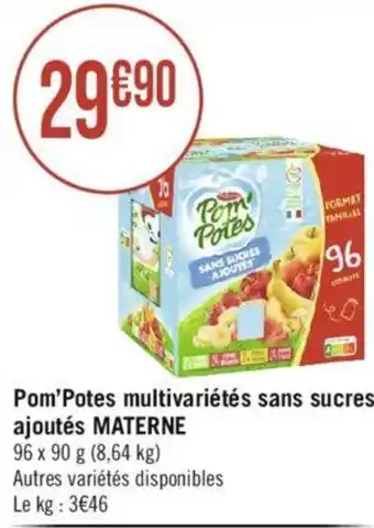 Casino Supermarchés Pom'Potes multivariétés sans sucres ajoutés MATERNE offre