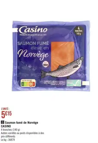 Casino Supermarchés Saumon fumé de Norvège CASINO offre