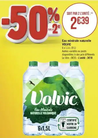 Casino Supermarchés Eau minérale naturelle VOLVIC offre
