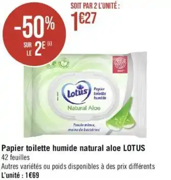 Casino Supermarchés Papier toilette humide natural aloe LOTUS offre