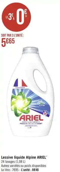 Casino Supermarchés Lessive liquide Alpine ARIEL offre