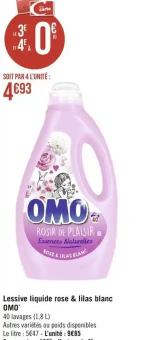 Casino Supermarchés Lessive liquide rose & lilas blanc OMO offre